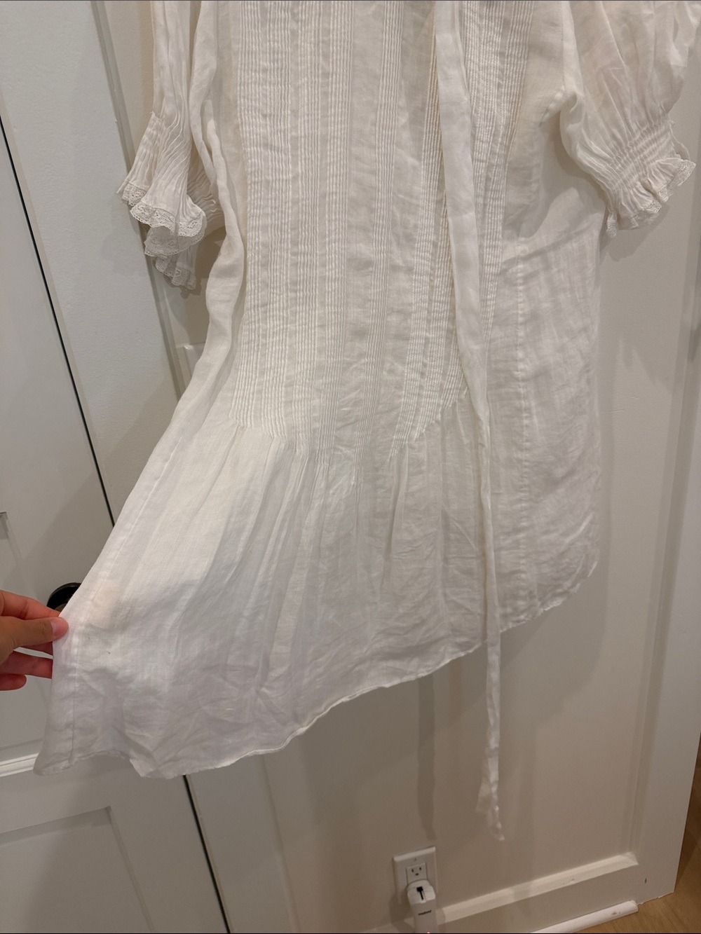 Doen Cream Ruffled Tie-Front mini dress - Picture 6 of 12